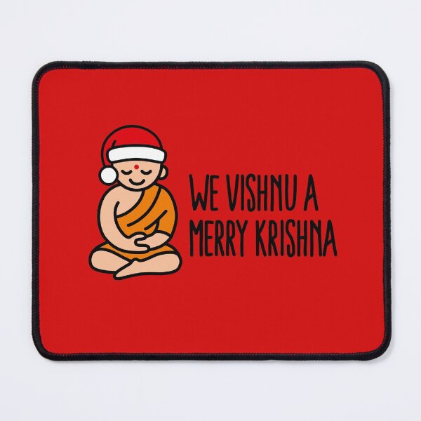 Aperçu de l'œuvre We Vishnu a Merry Krishna drôle Yoga jeu de mots de Noël Hindouisme créée et vendue par LaundryFactory.