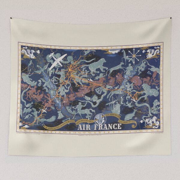Item preview, Vintage Air France Zodiac World Map (1939) by Lucien Boucher designed and sold by Antiquated Art.