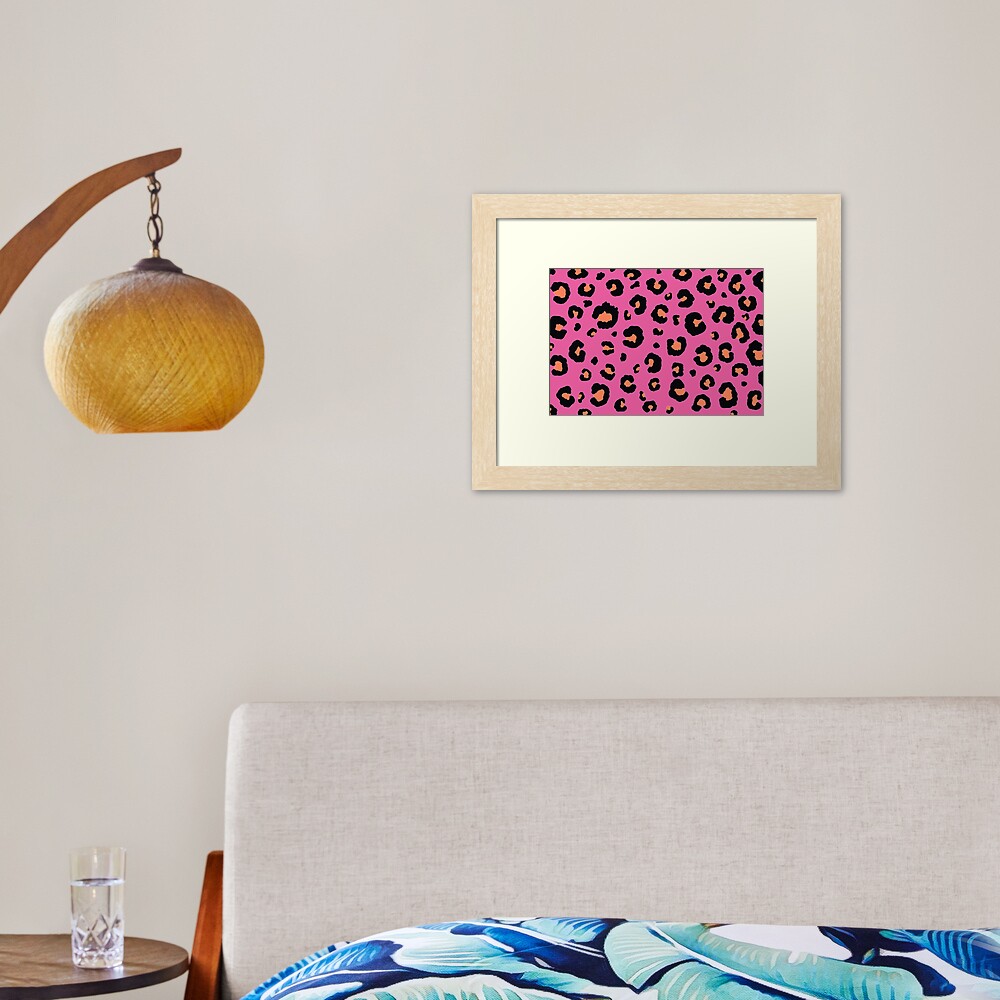Cheetah Print on Bright Pink Framed Art Print