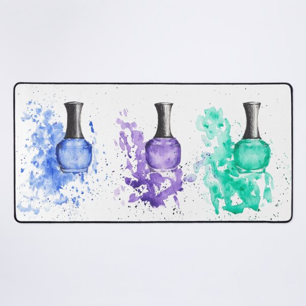 Item preview, Watercolor Nail Polish Painting, Blue Purple and Green Nail Polish designed and sold by PrettyLittlePic.