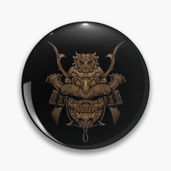 Artikelvorschau, Dunkelgoldener gruseliger Samurai mit Helm entworfen und verkauft von hockeng.