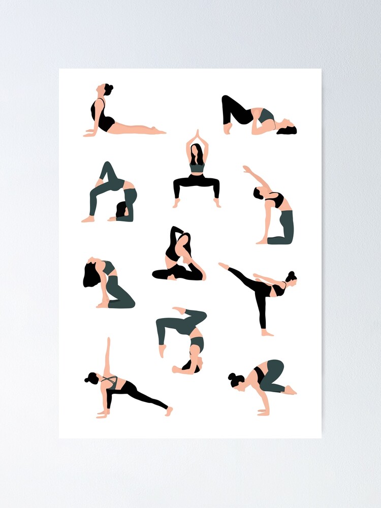 Different yoga postures Poster by Margotdesign