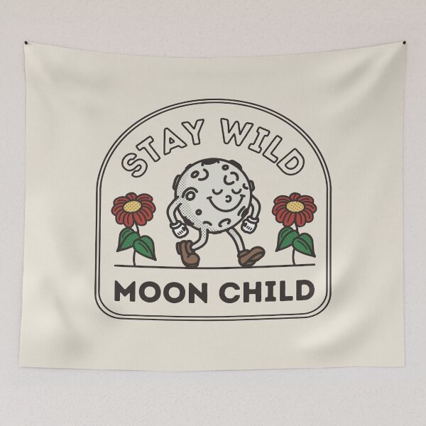 Item preview, Stay wild moon child. Retro cartoon moon designed and sold by Studio Earthling.