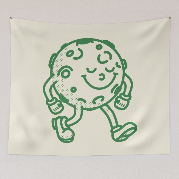 Item preview, Green retro cartoon moon designed and sold by Studio Earthling.