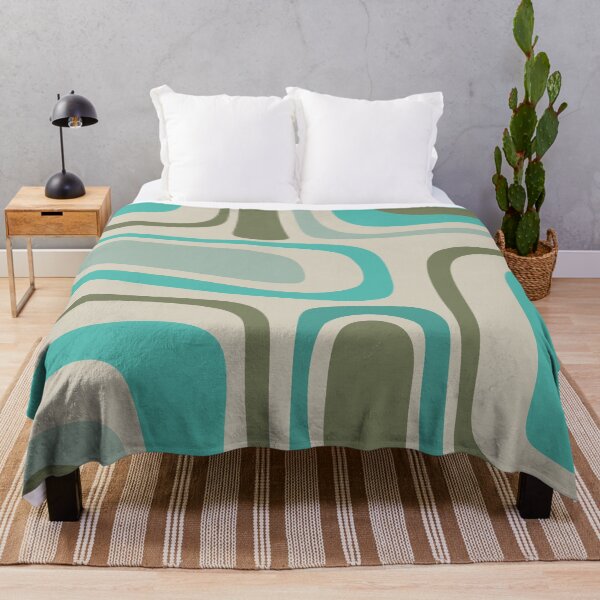 Item preview, Palm Springs Retro Mid Century Modern Abstract Pattern Vintage Ecru, Olive Green, Celadon, and Turquoise designed and sold by kierkegaard.