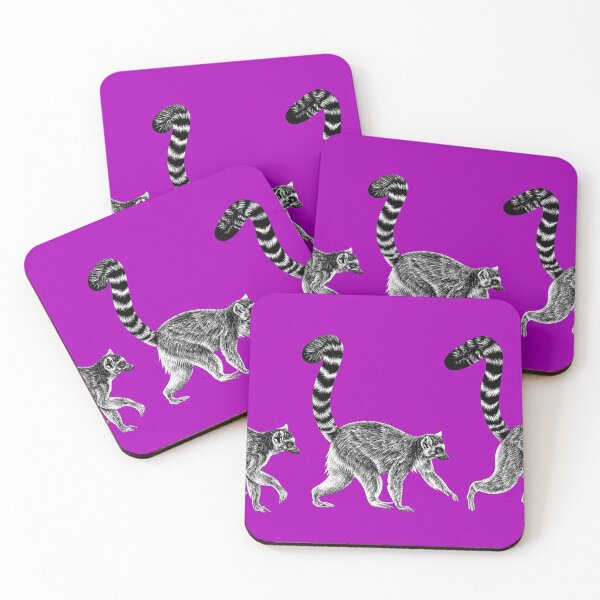 Item preview, Three walking ring-tailed lemur monkeys pink designed and sold by LorenDowding.