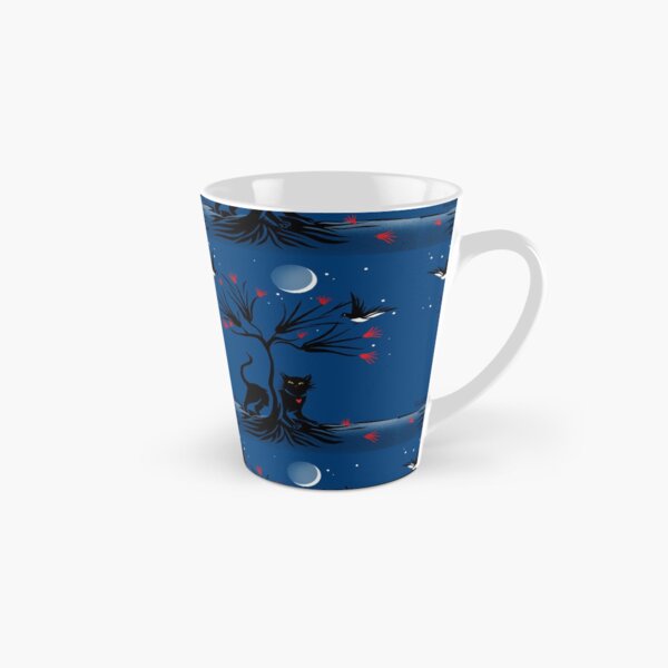 Black Cat on a Blue Night - Mischief and the Magpies Tall Mug