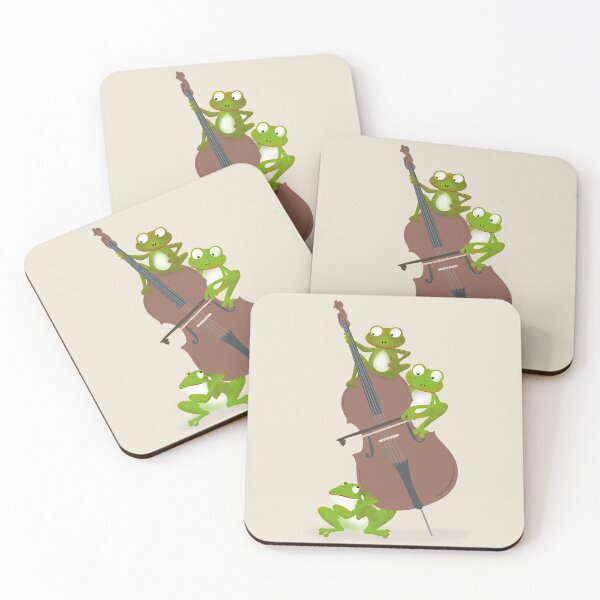 Item preview, Three funny frogs playing the double bass designed and sold by NattyDesigns.