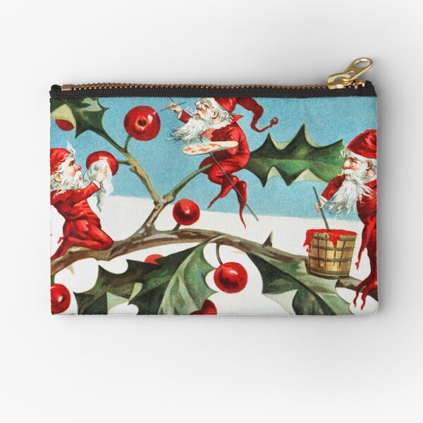 Item preview, Vintage Santa elves painting berries on holly leaves by L. Prang & Co designed and sold by Designedbysm.
