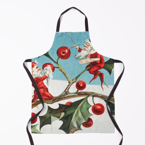 Item preview, Vintage Santa elves painting berries on holly leaves by L. Prang & Co designed and sold by Designedbysm.