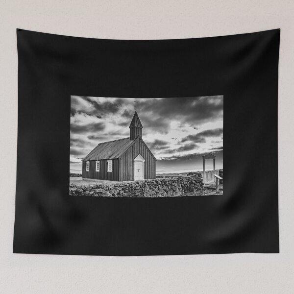 Item preview, The black church of Budir, Iceland bw designed and sold by Lyl Dil Creations.