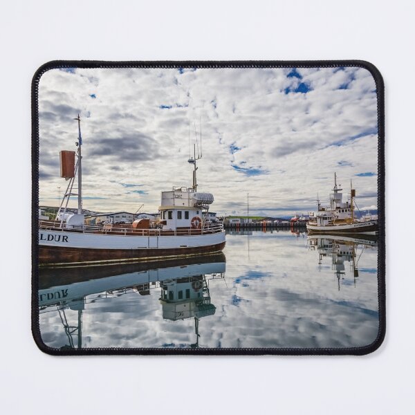 Item preview, Beautiful Reflection in Husavik Harbor, Iceland designed and sold by Lyl Dil Creations.