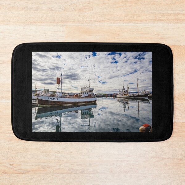 Item preview, Beautiful Reflection in Husavik Harbor, Iceland designed and sold by Lyl Dil Creations.