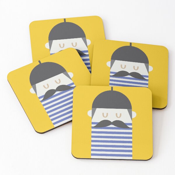 Item preview, Moustache man with blue stripes T-shirt  designed and sold by AnnaPedren.