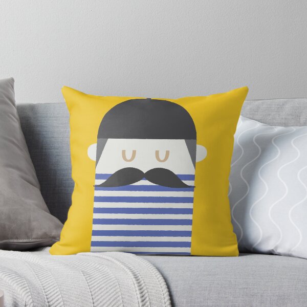 Item preview, Moustache man with blue stripes T-shirt  designed and sold by AnnaPedren.