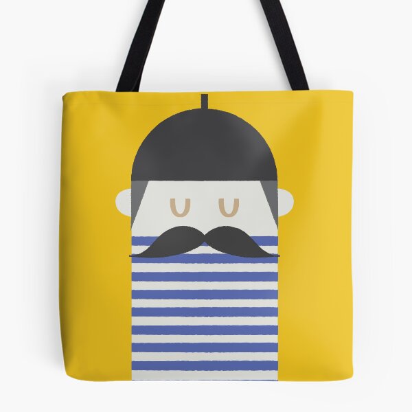Item preview, Moustache man with blue stripes T-shirt  designed and sold by AnnaPedren.
