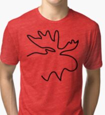 Moose Outline Illustration Tri-blend T-Shirt