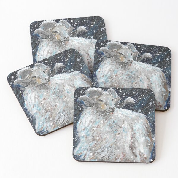 Item preview, A painting of a ram in the snow designed and sold by Hallamalla.