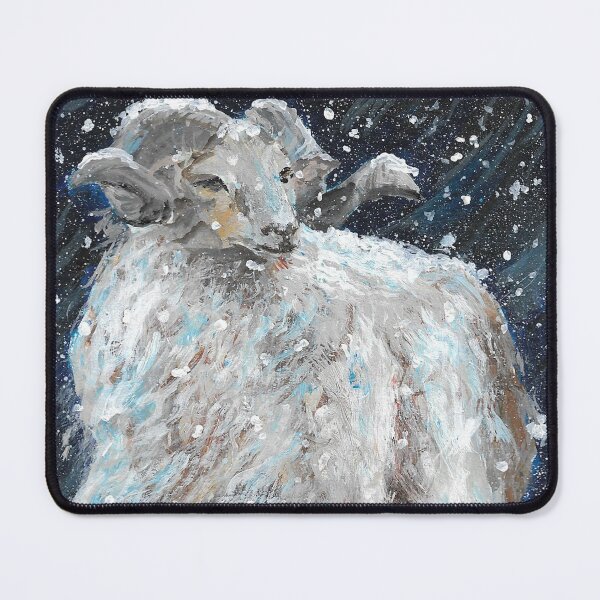 Item preview, A painting of a ram in the snow designed and sold by Hallamalla.