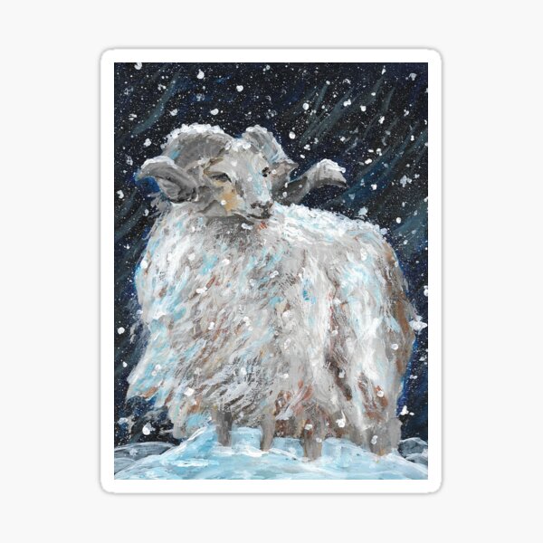 Vista previa del artículo con la obra «Una pintura de un carnero en la nieve.», diseñado y vendido por Askur2000.