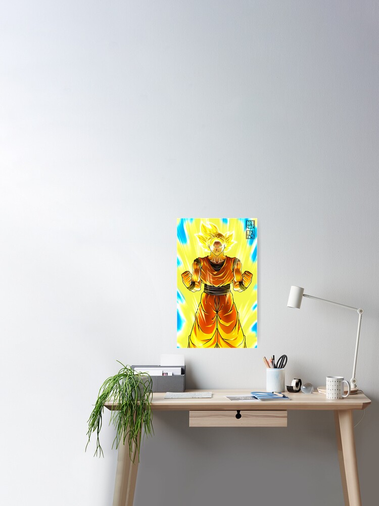 Wallpaper dragon ball, son goku, golden glow, art desktop