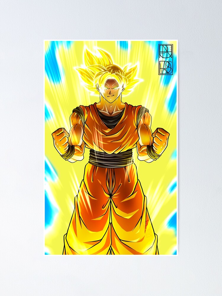 Wallpaper dragon ball, son goku, golden glow, art desktop