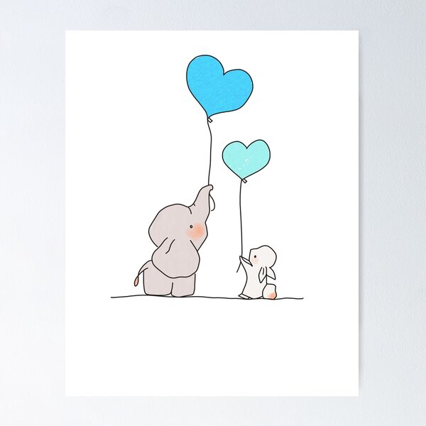 Item preview, cute elephant and rabbit designed and sold by scribblesbyzo.