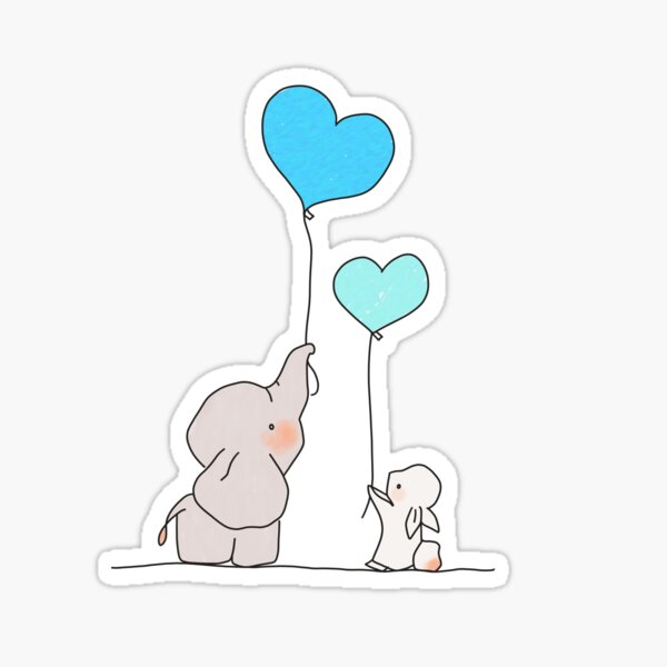 Artikelvorschau, süßer Elefant und Hase entworfen und verkauft von scribblesbyzo.