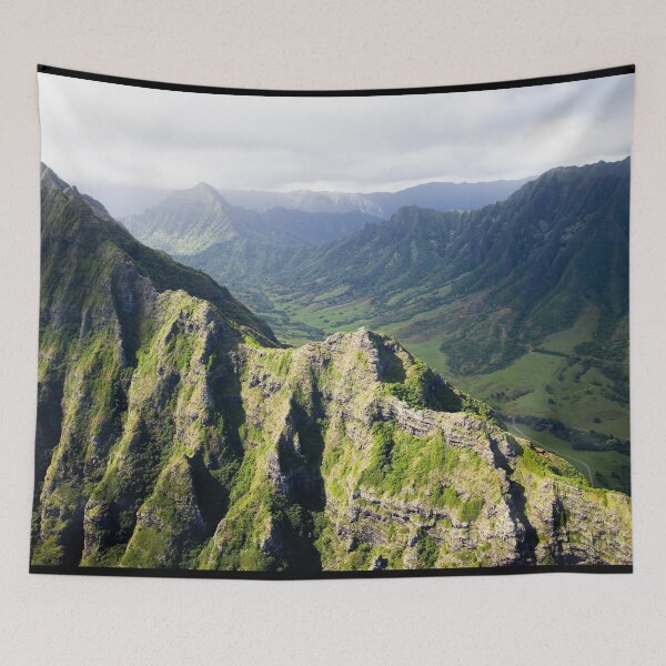 Item preview, Aerial view of peaks and valleys, Hawaii designed and sold by OrcaNature.
