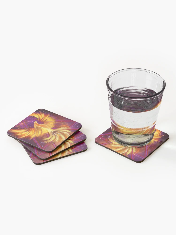Thumbnail 2 of 5, Coasters (Set of 4), Phoenix Rising Lightcodes designed and sold by NaTeBlueyes.