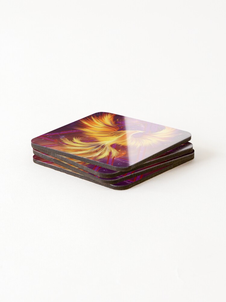 Thumbnail 4 of 5, Coasters (Set of 4), Phoenix Rising Lightcodes designed and sold by NaTeBlueyes.