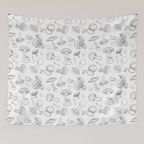 Item preview, Fungi Mushroom Outline pattern  designed and sold by Alittlemagik.