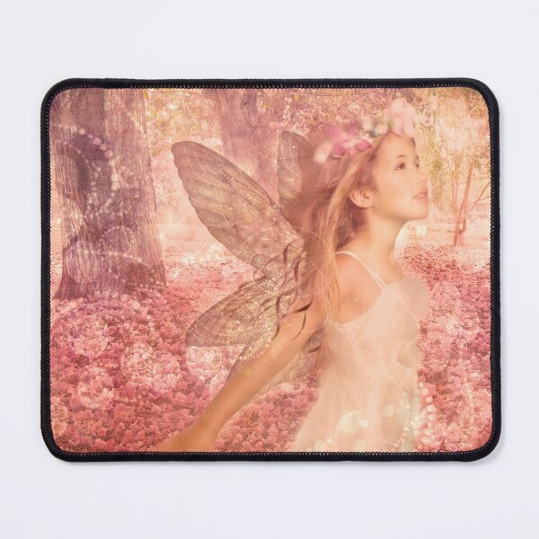 Fantasy Art Pink Girl Fairy in Spring Blossoms Mouse Pad
