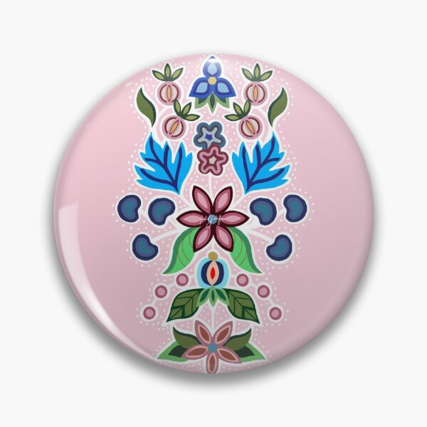 Item preview, Pink and Blue Ojibwe Floral designed and sold by jbeadwork.