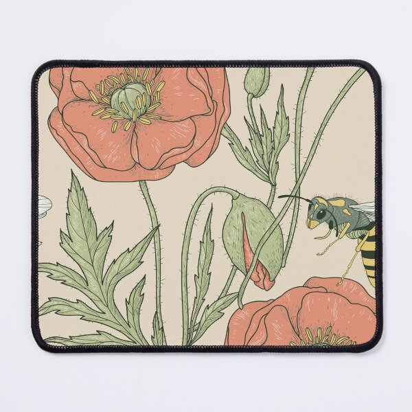 Item preview, Abstract Red Watercolor Mixed Poppy Flowers and Leaves and Bee. Beautiful Floral Pattern designed and sold by silviaol.