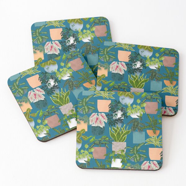 Item preview, Blue Tropical House Plants designed and sold by WickedRefined - Nicole Demereckis.