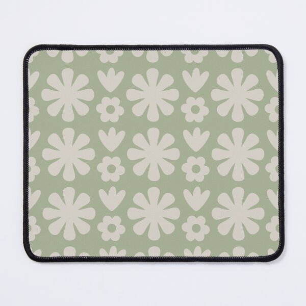 Item preview, Scandi Floral Grid Retro Flower Pattern in Sage and Beige designed and sold by kierkegaard.
