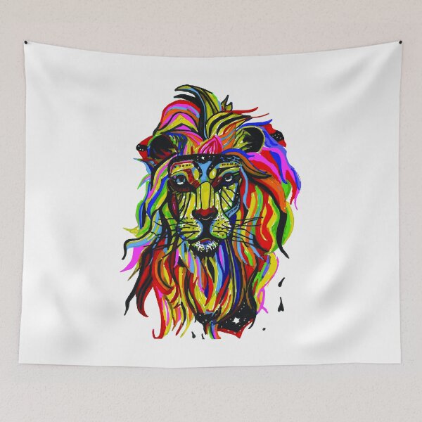 Item preview, Colorful lion painting designed and sold by drawing-valley.