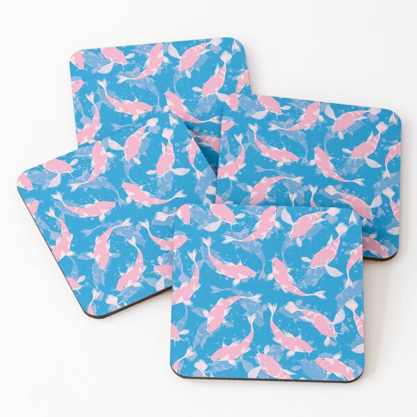 Item preview, Blue Background and Pink Koi Fish Repeating Pattern designed and sold by TMBTM.
