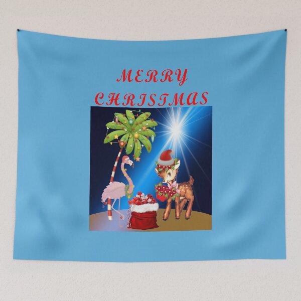 Item preview, Merry Christmas Florida Keys Key Deer Flamingo Santa Bag Palm Tree Star designed and sold by KeysTreasures.