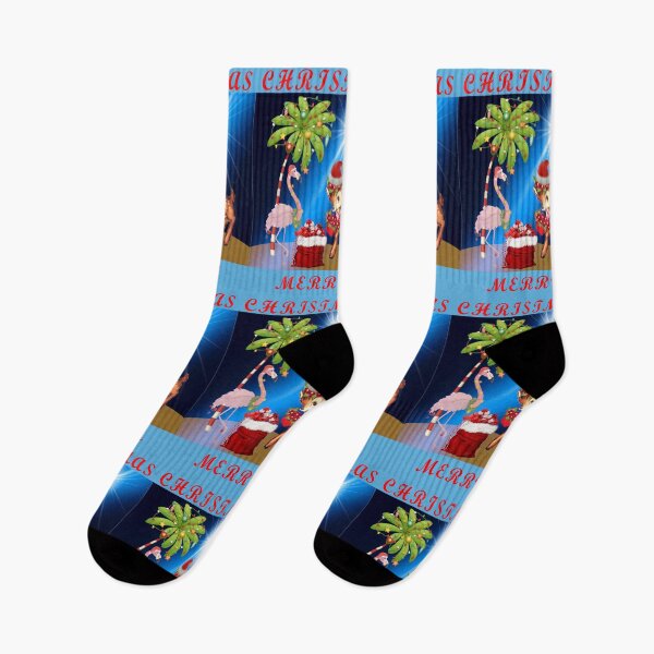 Item preview, Merry Christmas Florida Keys Key Deer Flamingo Santa Bag Palm Tree Star designed and sold by KeysTreasures.