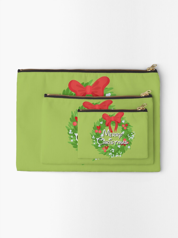 Discover Merry Christmas Wreath House of Mouse Style Christmas Makeup Bag