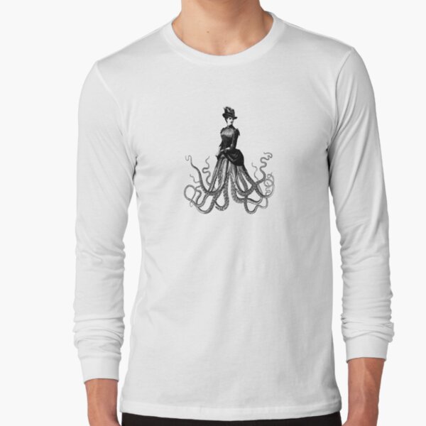 Victorian Gothic Octopus Woman | Victorian Octopus Lady | Hybrid Creatures | Long Sleeve T-Shirt