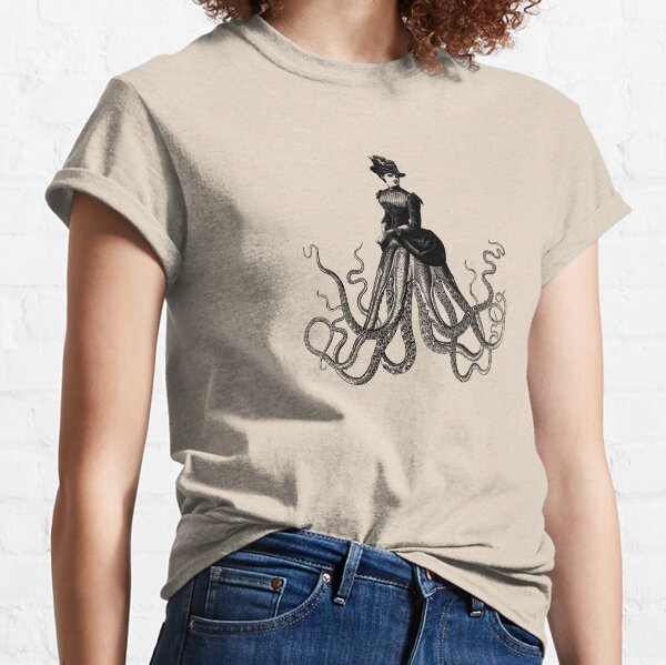 Victorian Gothic Octopus Woman | Victorian Octopus Lady | Hybrid Creatures | Classic T-Shirt