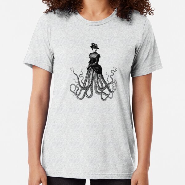 Victorian Gothic Octopus Woman | Victorian Octopus Lady | Hybrid Creatures | Tri-blend T-Shirt