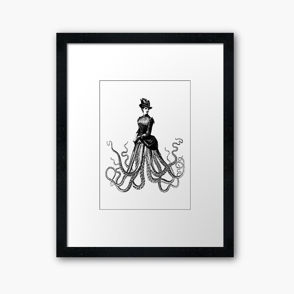 Victorian Gothic Octopus Woman | Victorian Octopus Lady | Hybrid Creatures | Framed Art Print