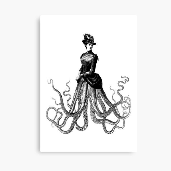 Victorian Gothic Octopus Woman | Victorian Octopus Lady | Hybrid Creatures | Canvas Print