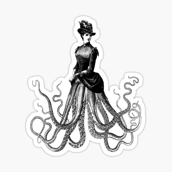 Victorian Gothic Octopus Woman | Victorian Octopus Lady | Hybrid Creatures | Sticker