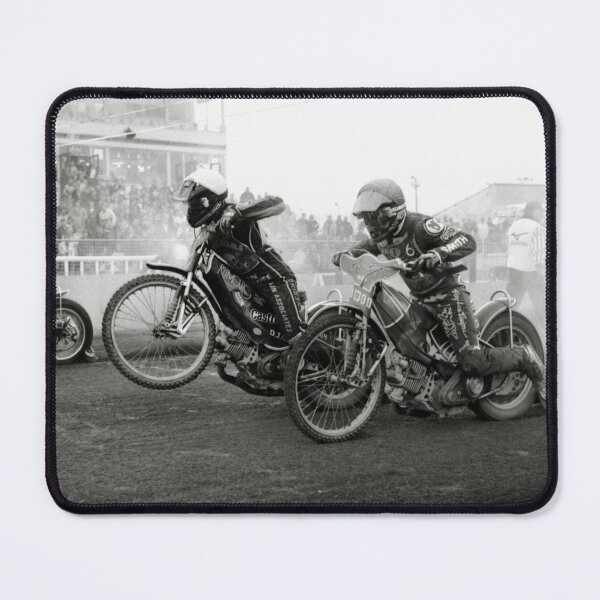 Item preview, Speedway bikes accelerating away at a race meet designed and sold by Richard Flint.