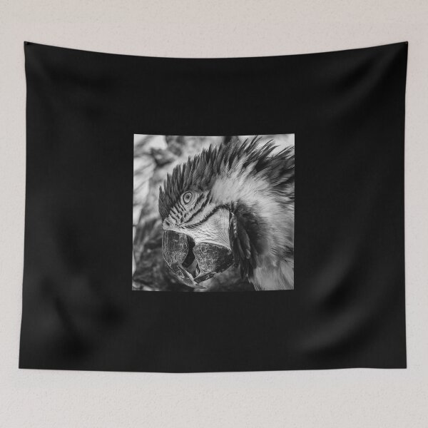 Item preview, Blue And Yellow Macaw Black And White Portrait designed and sold by Lyl Dil Creations.